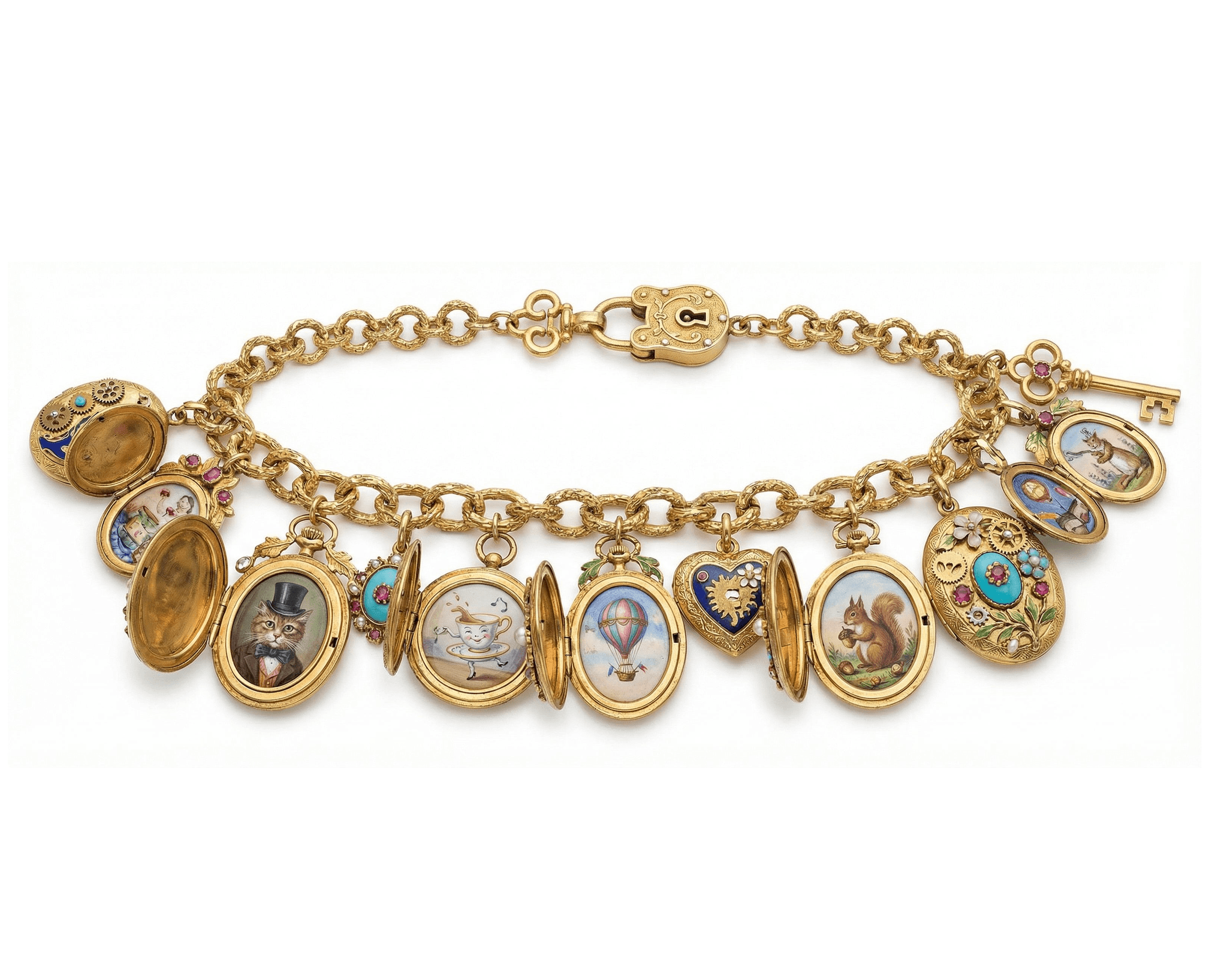 Composition of jewelry pieces rendered on Ruby Kinglet