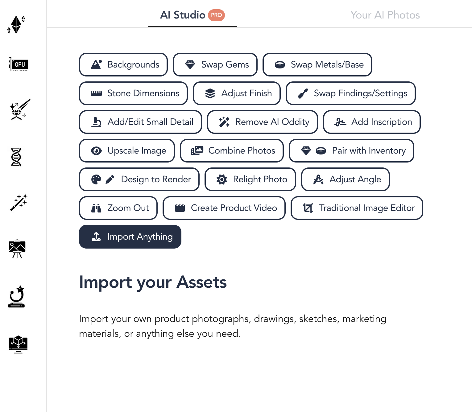 AI Studio interface showing editing tools