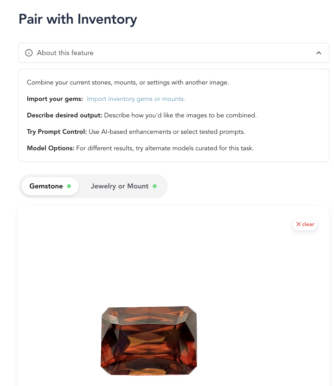 Pair inventory — match designs with the gemstones already on hand